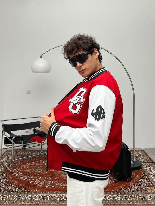 Erkek Nakışlı Oversize Kolej Ceket