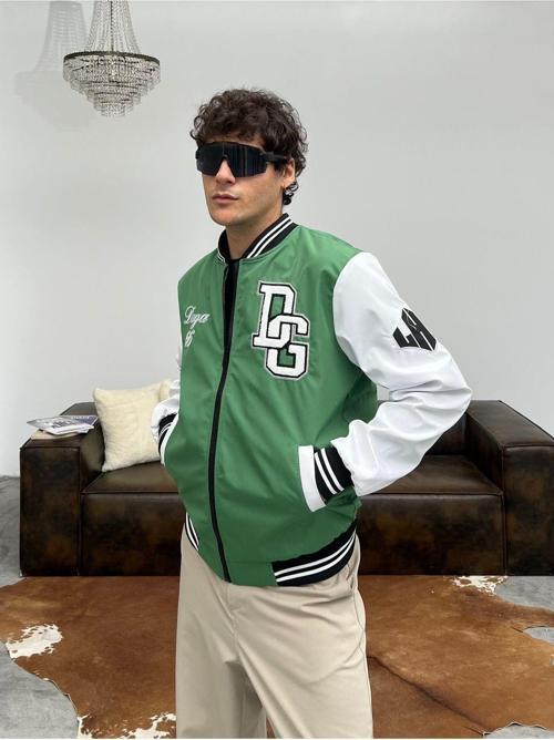 Erkek Nakışlı Oversize Kolej Ceket