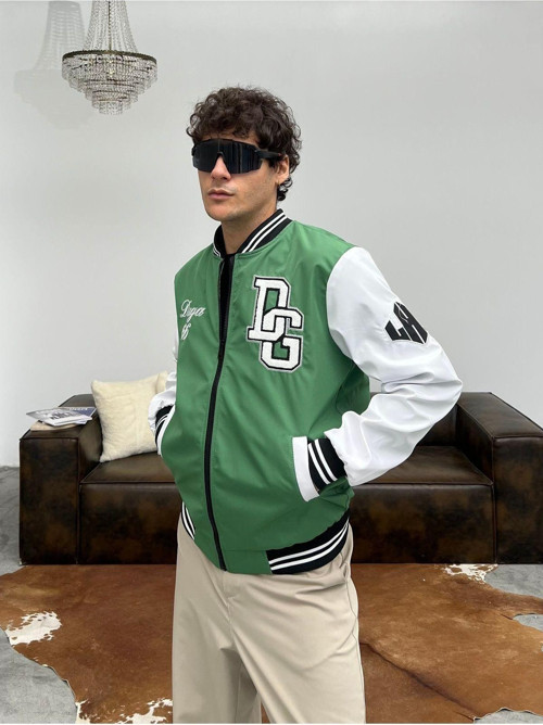 Erkek Nakışlı Oversize Kolej Ceket