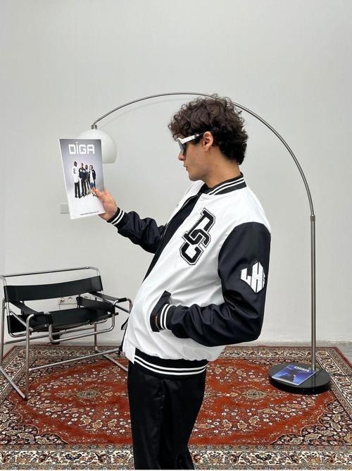 Erkek Nakışlı Oversize Kolej Ceket