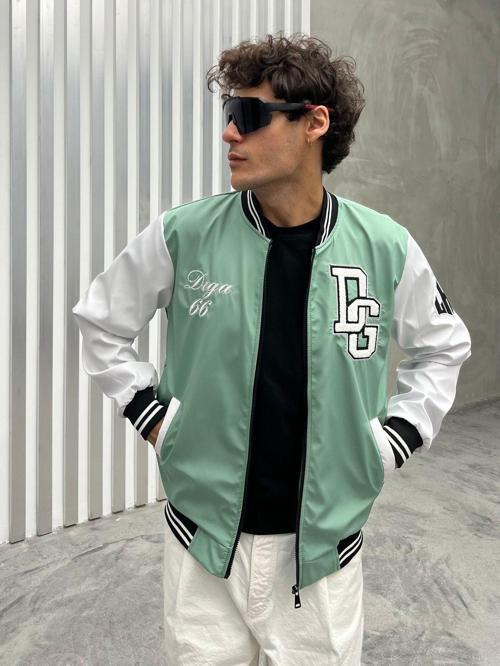 Erkek Nakışlı Oversize Kolej Ceket