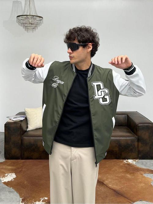 Erkek Nakışlı Oversize Kolej Ceket