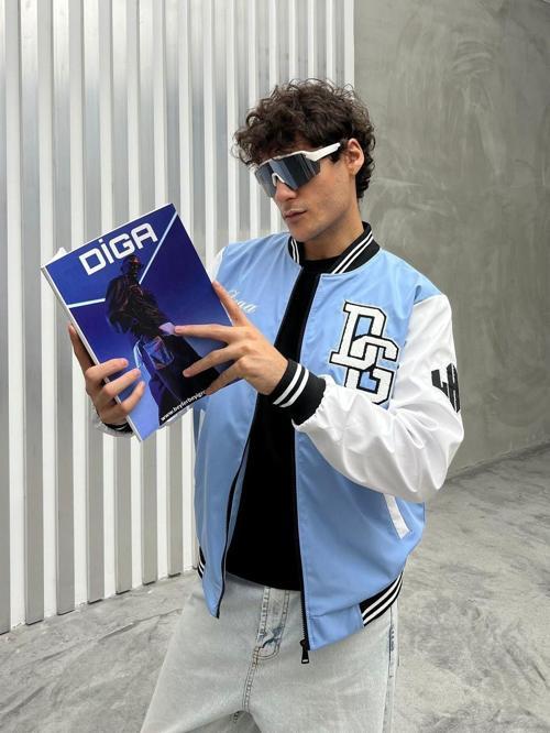 Erkek Nakışlı Oversize Kolej Ceket