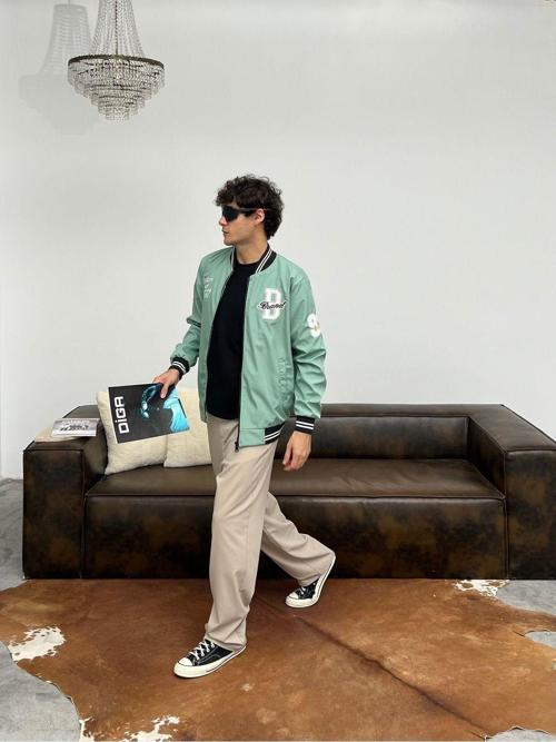 Erkek Nakışlı Oversize Kolej Ceket