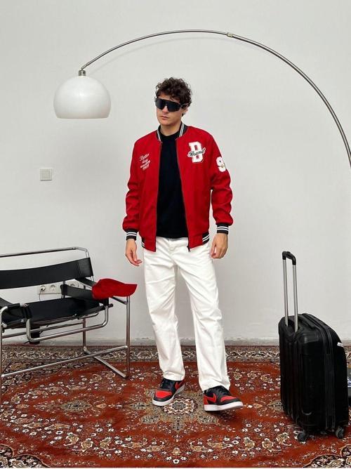 Erkek Nakışlı Oversize Kolej Ceket