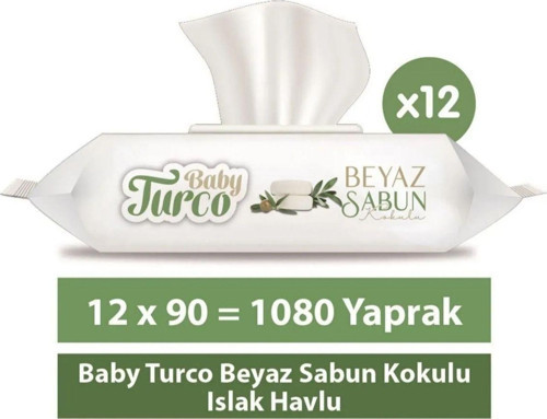 Beyaz sabun kokulu ıslak havlu 12x90