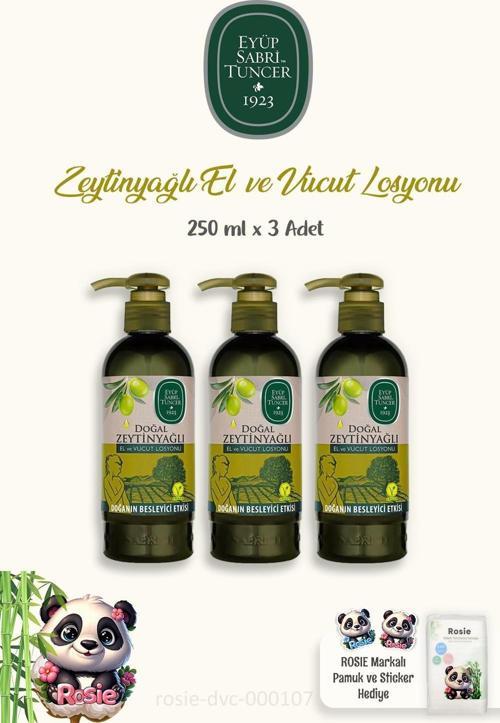 Doğal Zeytinyağlı Vücut Losyonu 250 ml 3 Adet ve ROSIE Pamuk