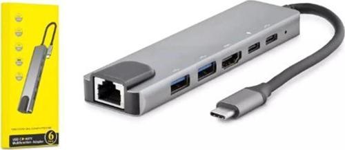 HDX7791 TYPE-C HDTV COMBO HDMI 4K 30HZ + 2-TYPE-C + 2-USB3.0 + LAN 6IN1 GRİ