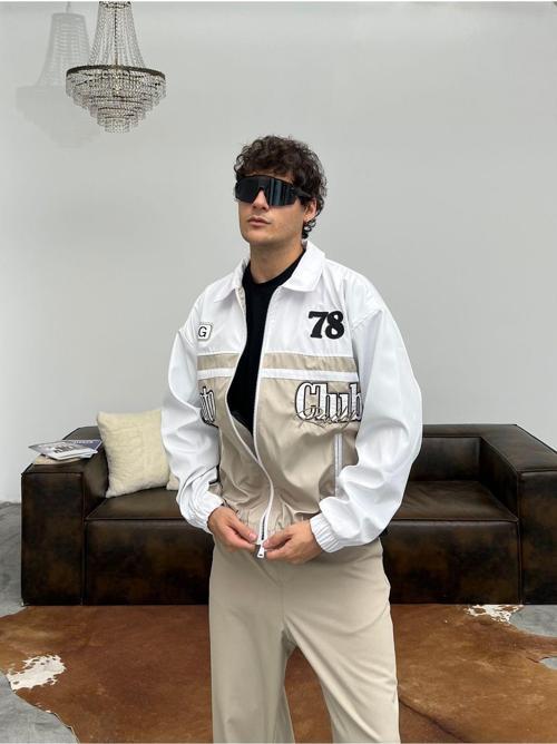 Erkek Oversize Nakışlı Kolej Ceket