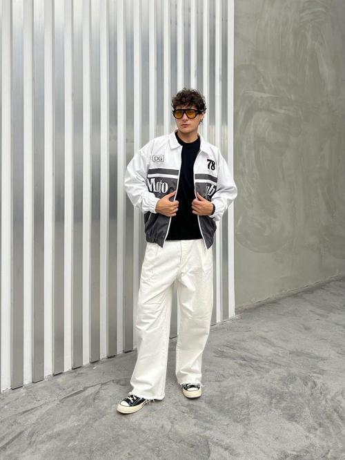 Erkek Oversize Nakışlı Kolej Ceket