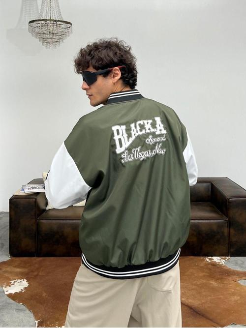 Erkek Oversize Nakışlı Kolej Ceket