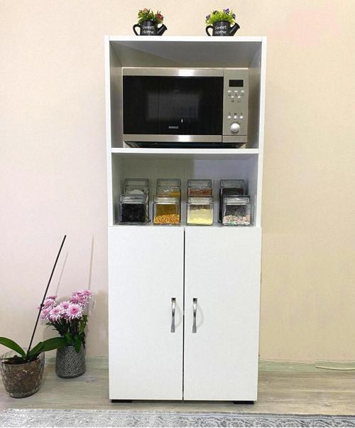 Fırın dolabı 2 Kapaklı Bölmeli Mikrodalga Fırın Dolabı , Çok Amaçlı Mini Fırın Mutfak Dolabı