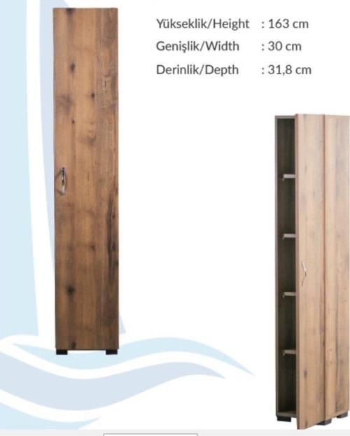 IRMAK DÜNYASI Tek Kapaklı 5 Raflı Atlantik Çam Renkli Cok Amaclı Banyo Mutfak Dolabi Kiler Dolabı Tek Kapılı Erzak