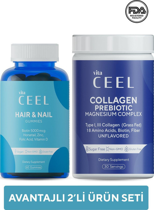 Collagen Prebiotic Type I-III 30 Servis - Hair and Nail Gummies 60 Gummies