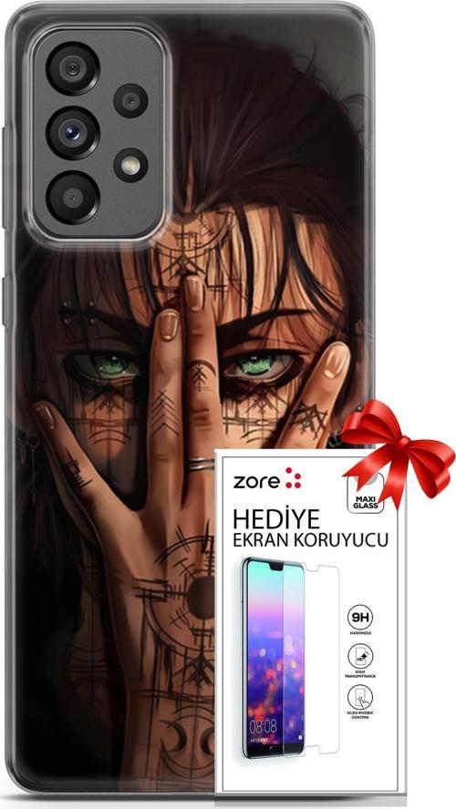 Samsung Galaxy A73 5G Kılıf Orijinal Seri Supers 22 Eren Yeager Kap + Ekran Koruyucu