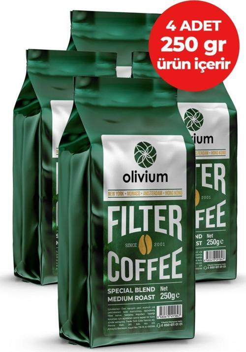 4 Paket 250 Gramlık Öğütülmüş Filtre Kahve ( 4 Adet 250 Gramlık Ürün Içerir)