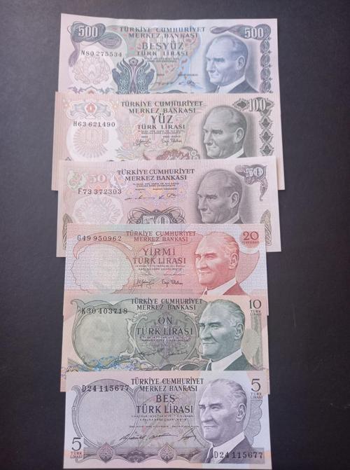 Escoines Koleksiyon 3996367e2165070214 6.Emisyon 5/10/20/50/100/500 Türk Lirası ÇİL eski kağıt para
