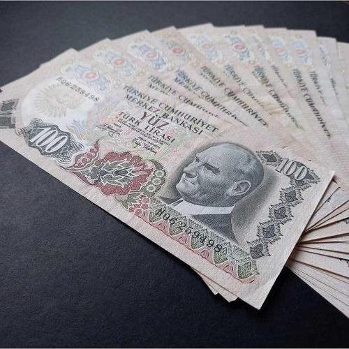 Escoines Koleksiyon 3996367e2286676a9e 100Lira 6.emisyon ÇÇT H-SERİSİ Eski Kağıt Para deste içinden