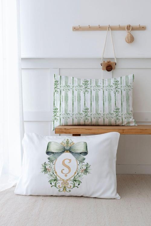 2'Li Yastık Kılıfı (50X70) Green Royal Series - Ş Harfi