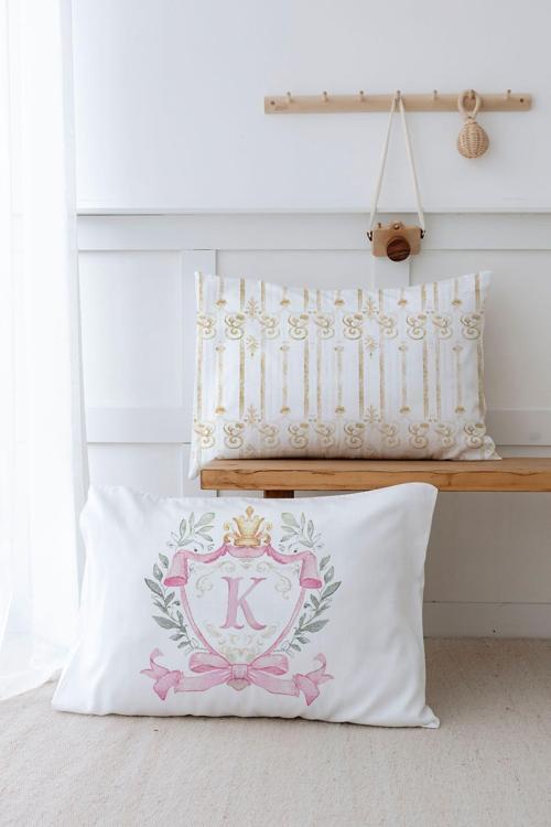2'Li Yastık Kılıfı (50X70) Pink Royal Series - K Harfi