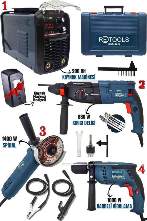 ELEKTRİKLİ 4’LÜ SET (3’LÜ SET ELEKTRİKLİ + KAYNAK MAK. 200 AMPER)