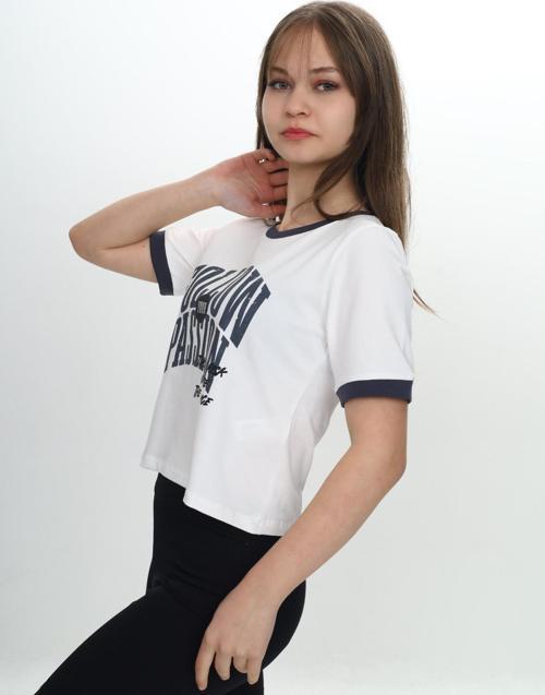 Toontoy Kız Çocuk Crop Garni Baskılı Tişört