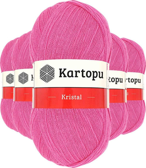 5 Adet Kristal Çift Katlı El Örgü Lif İpi Şeker Pembe K772