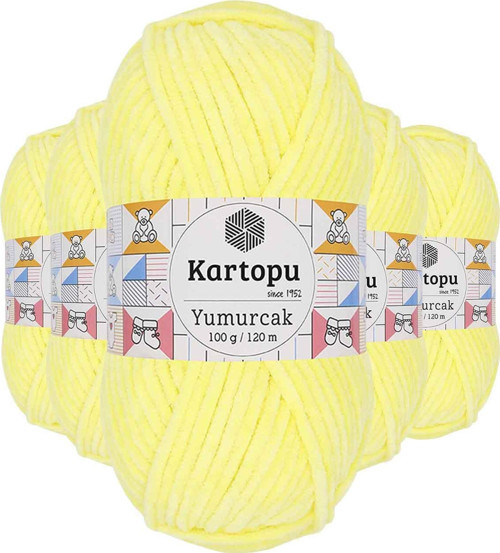 5 Adet Yumurcak Kadife El Örgü İpi Sarı K333