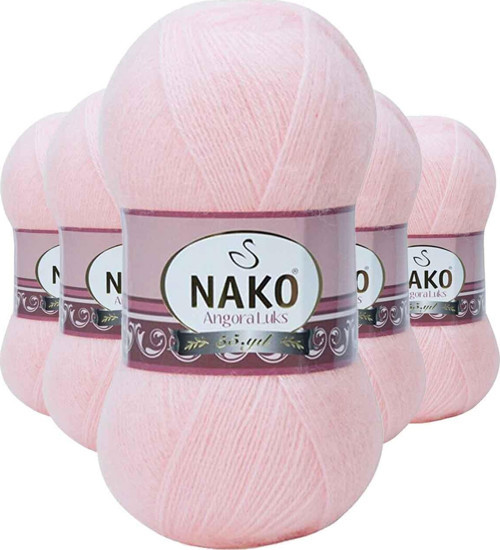 5 Adet Angora Lüks El Örgü İpi Pembe 11502