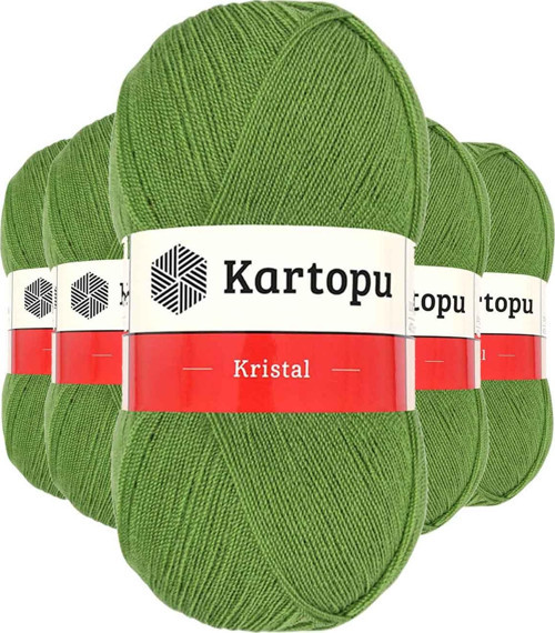 5 Adet Kristal Çift Katlı El Örgü Lif İpi Açık Yeşil K442