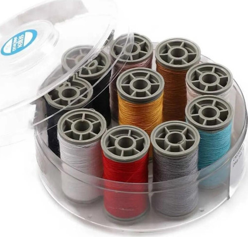 %100 Polyester Dikiş Ipliği Kaliteli 10 Adet Farklı Makara İplik Seti Zümrüt No:120