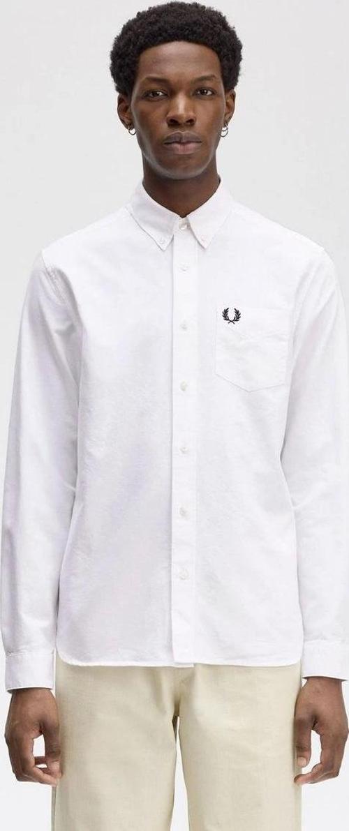 Fred Parry Erkek Beyaz Logolu Oxford Gömlek