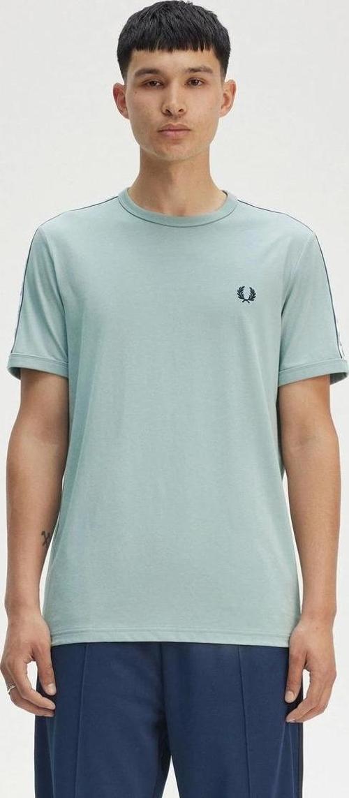 Fred Parry Erkek Mavi Logo Detaylı T-shirt