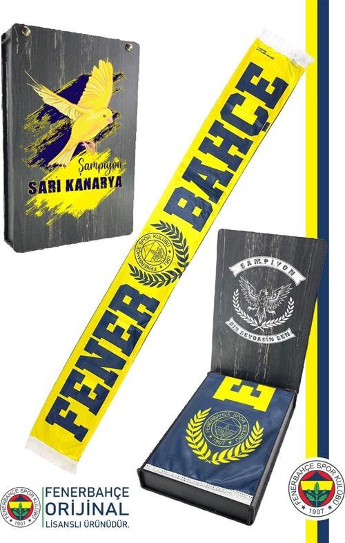 Orijinal Lisanslı Established 1907 Fenerbahçe Şal Atkı Kanarya Baskılı Ahşap Kutulu