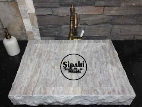 Gümüş Traverten Patlatma Lavabo