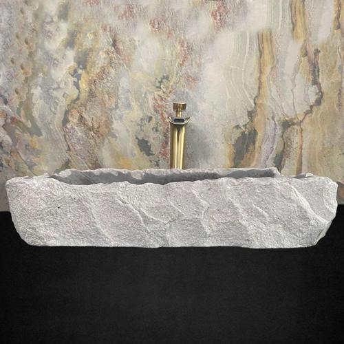 Bazalt Dışı Doğal Patlatma Köşe Detaylı Lavabo