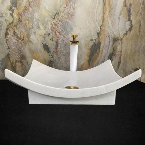 Afyon Beyaz Mermer Yaprak Model Ayaklı Lavabo
