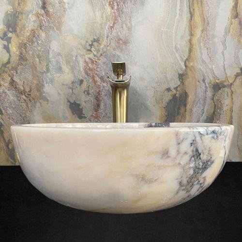 Menekşe Sarılı Mermer Çanak Lavabo
