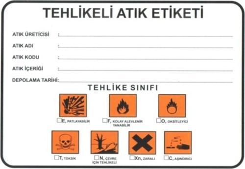Tehlikeli Atık Etiketi 15X21 Cm
