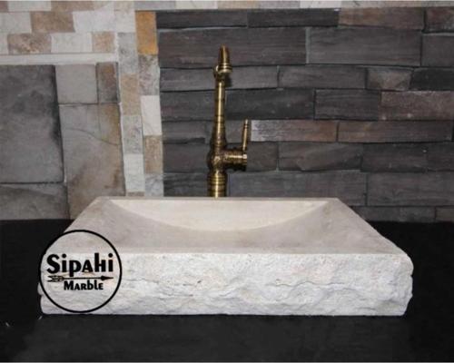 Light Traverten Dışı Patlatma Dikdörtgen Dizayn Lavabo