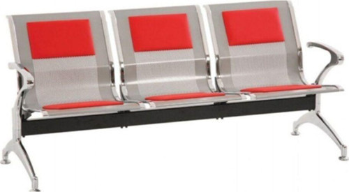 Üçlü Metal Bekleme Koltuğu Krom Kolçaklı