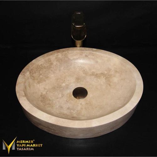 Traverten Oval Tasarım Lavabo