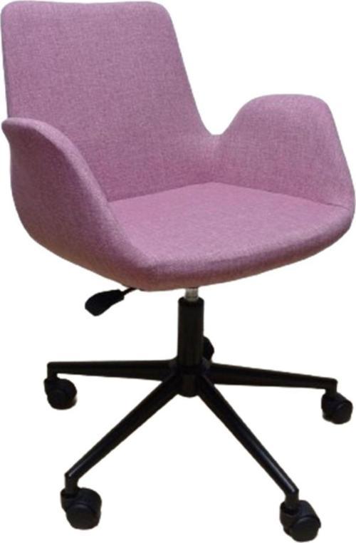 Büro Koltuğu Ofis Sandalyesi Pembe Renk Keten Kumaş Metal Ayaklı
