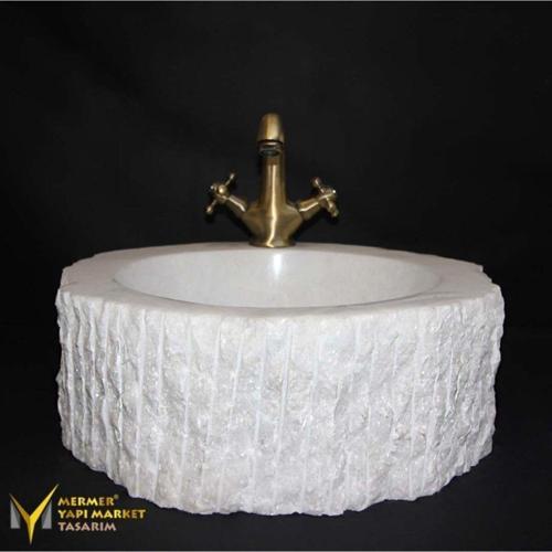 Kristal Beyaz Batarya Çıkışlı Patlatma Lavabo