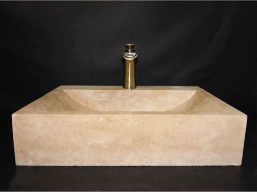 Traverten Dikdörtgen Batarya Çıkışlı Lavabo