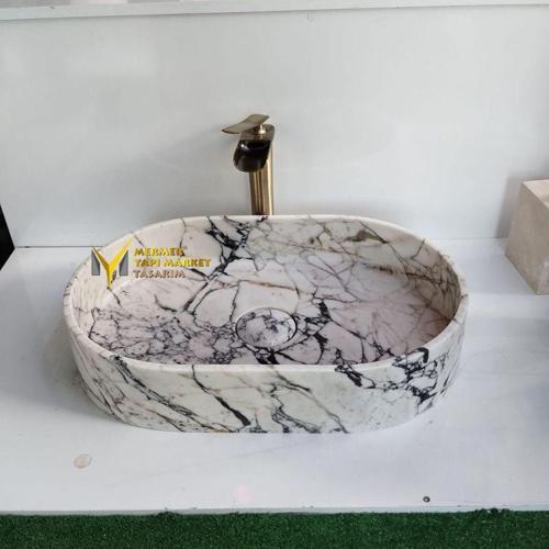 Menekşe Mermer Gizli Giderli Dizayn Lavabo