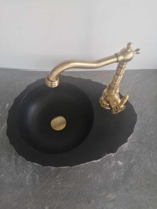 Bazalt Kütük Batarya Çıkışlı Lavabo