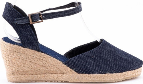 Gerçek Elişi Mavi Hasır El Işi Kadın Keten Günlük Sandalet Handmade