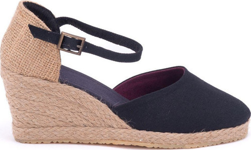 Gerçek Elişi Siyah Hasır Dolgu Topuk Keten Hasır Espadril Handmade