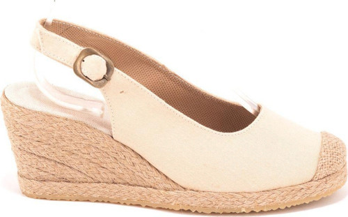 Gerçek Elişi Arkadan Bantlı Topuğu Açık Burnu Hasırlı Keten Espadril Dolgu Topuk Handmade